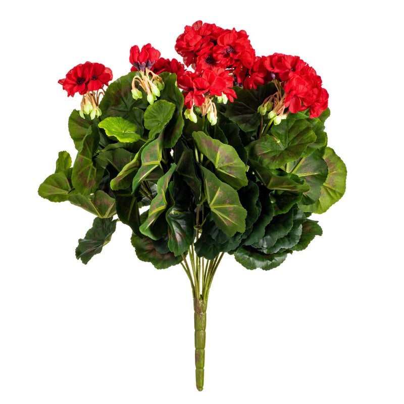 Vickerman Everyday 17.5" Artificial Red Geranium Bush - Premium Faux Floral Decor for Wedding or Everyday Arrangements - Maintenance Free Flowers - Reliable and Durable - Image 1